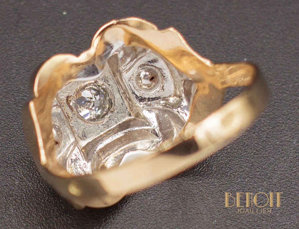 Bague 1950 Or Jaune Diamant - Image 6