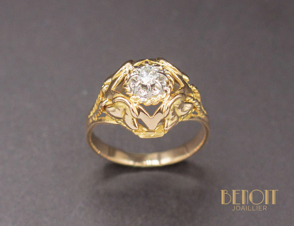 Bague 1950 Or Jaune Diamant - Image 2