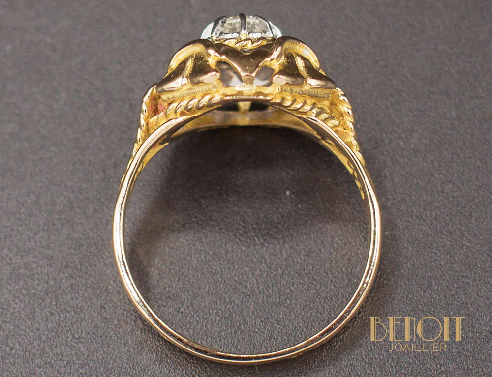Bague 1950 Or Jaune Diamant - Image 5