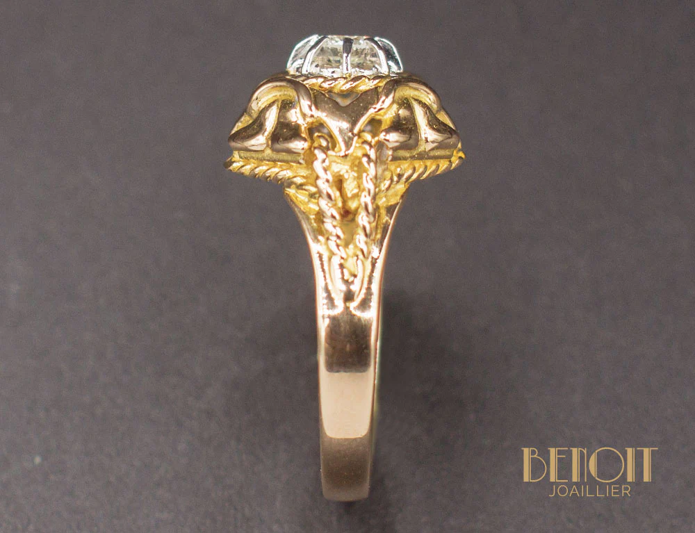 Bague 1950 Or Jaune Diamant - Image 6