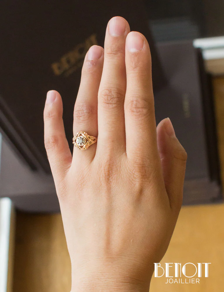 Bague 1950 Or Jaune Diamant - Image 7