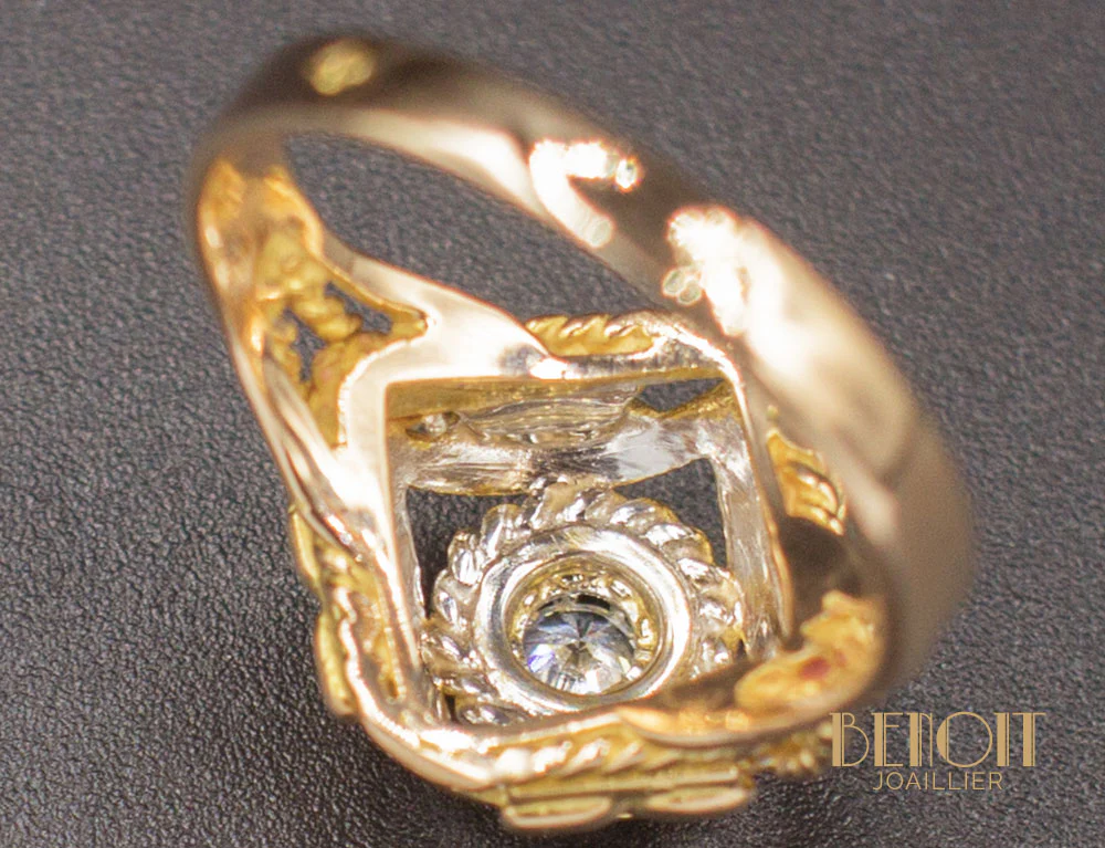 Bague 1950 Or Jaune Diamant - Image 8