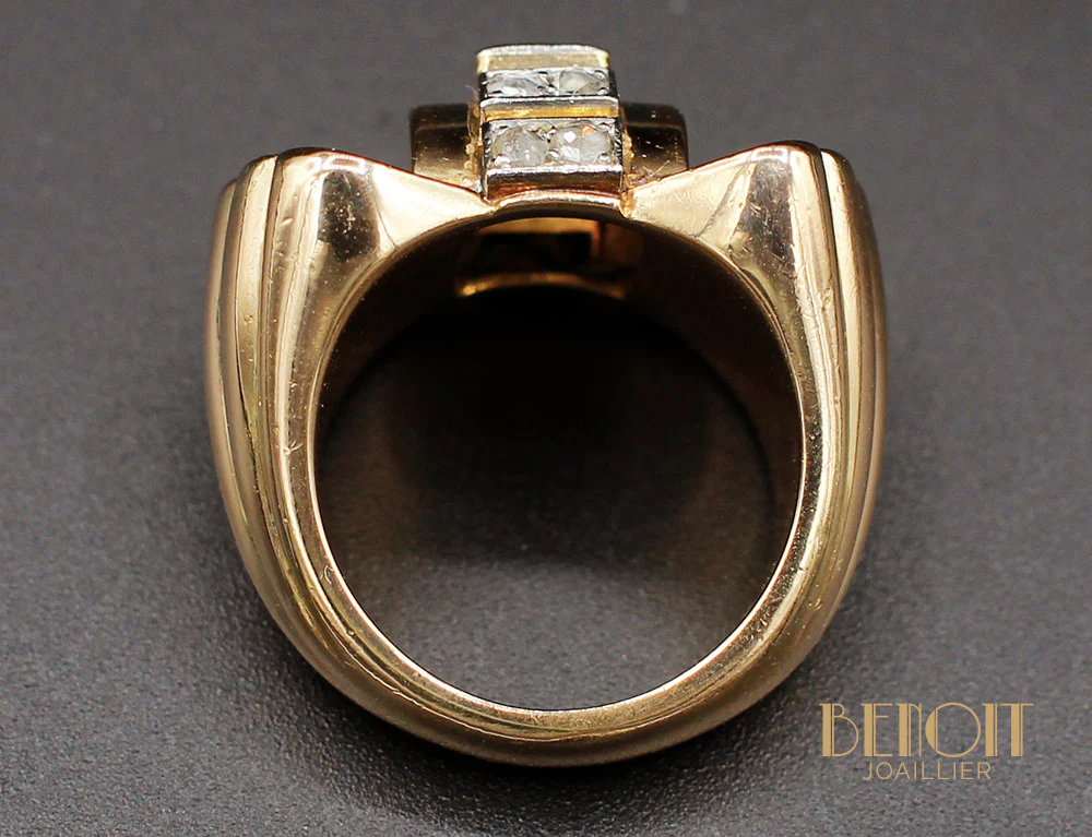 Bague 1950 Or Jaune Diamants - Image 5