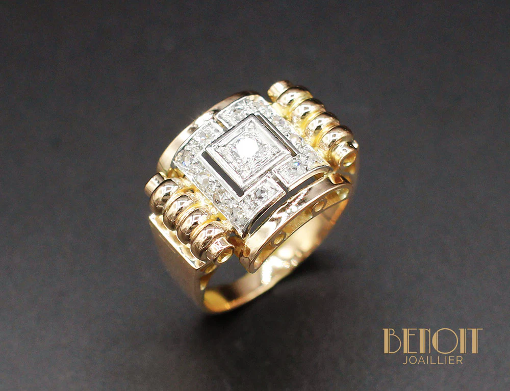 Bague 1950 Or Jaune Diamants