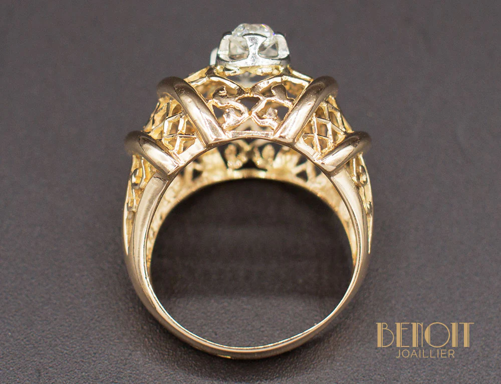 Bague 1950 Or Jaune Diamants - Image 6