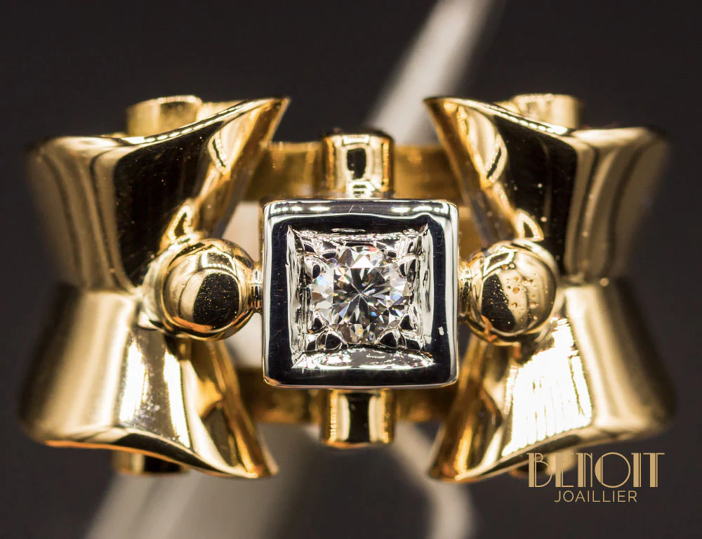Bague 1950 Or Rose Diamant - Image 3
