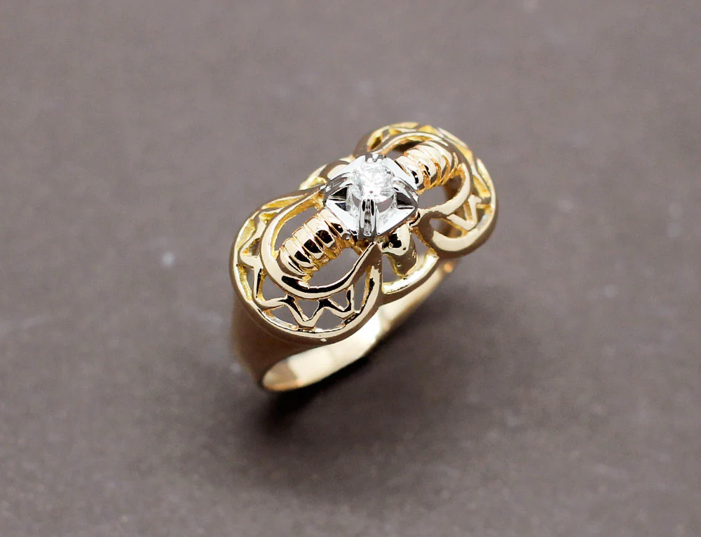 Bague 1950 Or Rose Diamant