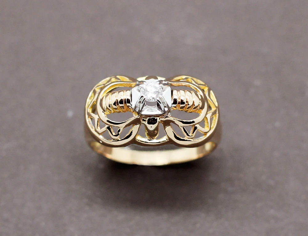 Bague 1950 Or Rose Diamant - Image 2