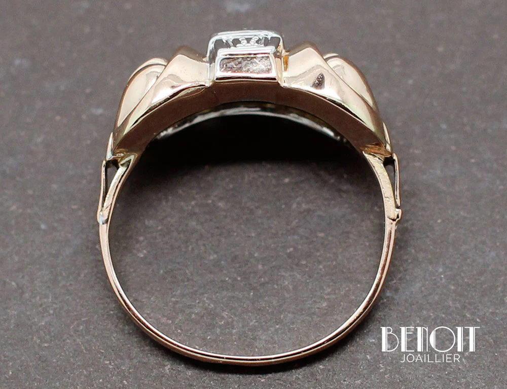 Bague 1950 Or Rose Diamants - Image 4