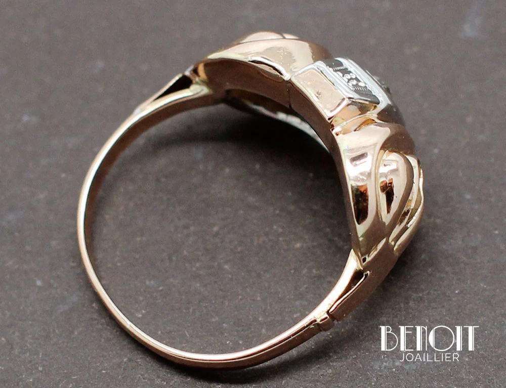 Bague 1950 Or Rose Diamants - Image 5