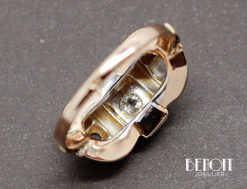Bague 1950 Or Rose Diamants - Image 6