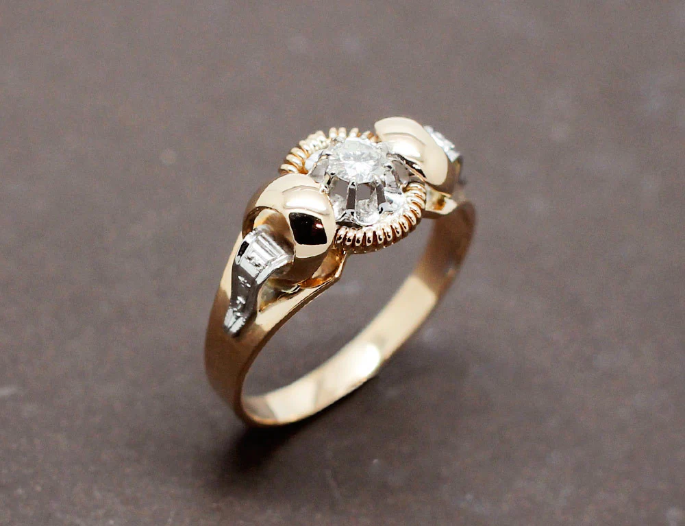 Bague 1950 Or Rose Diamant