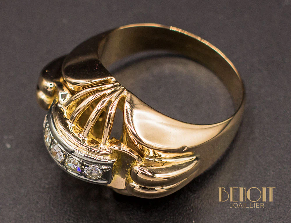 Bague 1950 Or Rose Diamants - Image 4