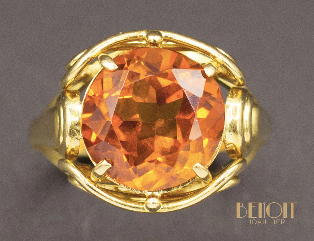 Bague 1950 Topaze Or Jaune - Image 3