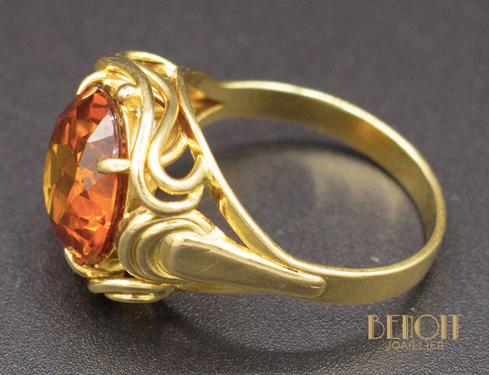 Bague 1950 Topaze Or Jaune - Image 5
