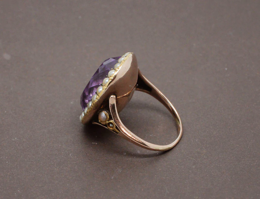 Bague 19e Améthyste et Perles Fines - Image 3