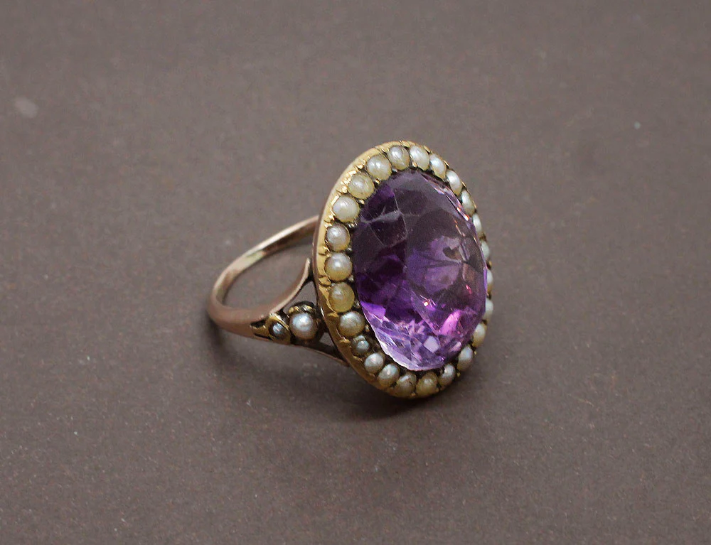 Bague 19e Améthyste et Perles Fines - Image 4
