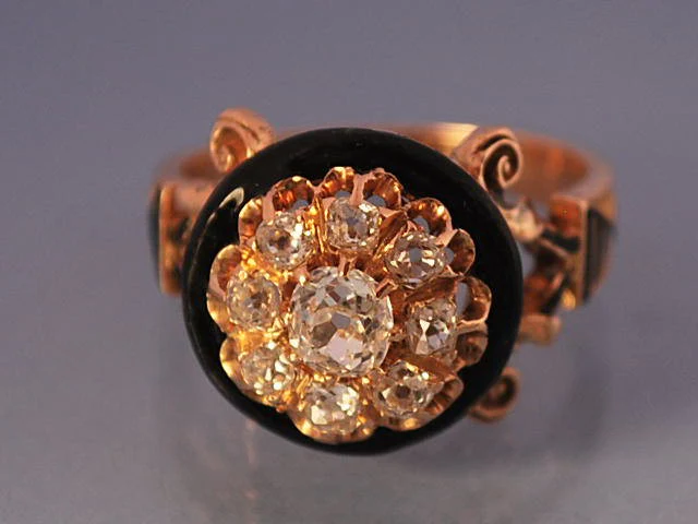 Bague 19e or diamants et Email - Image 3