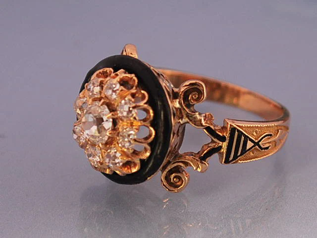 Bague 19e or diamants et Email - Image 4