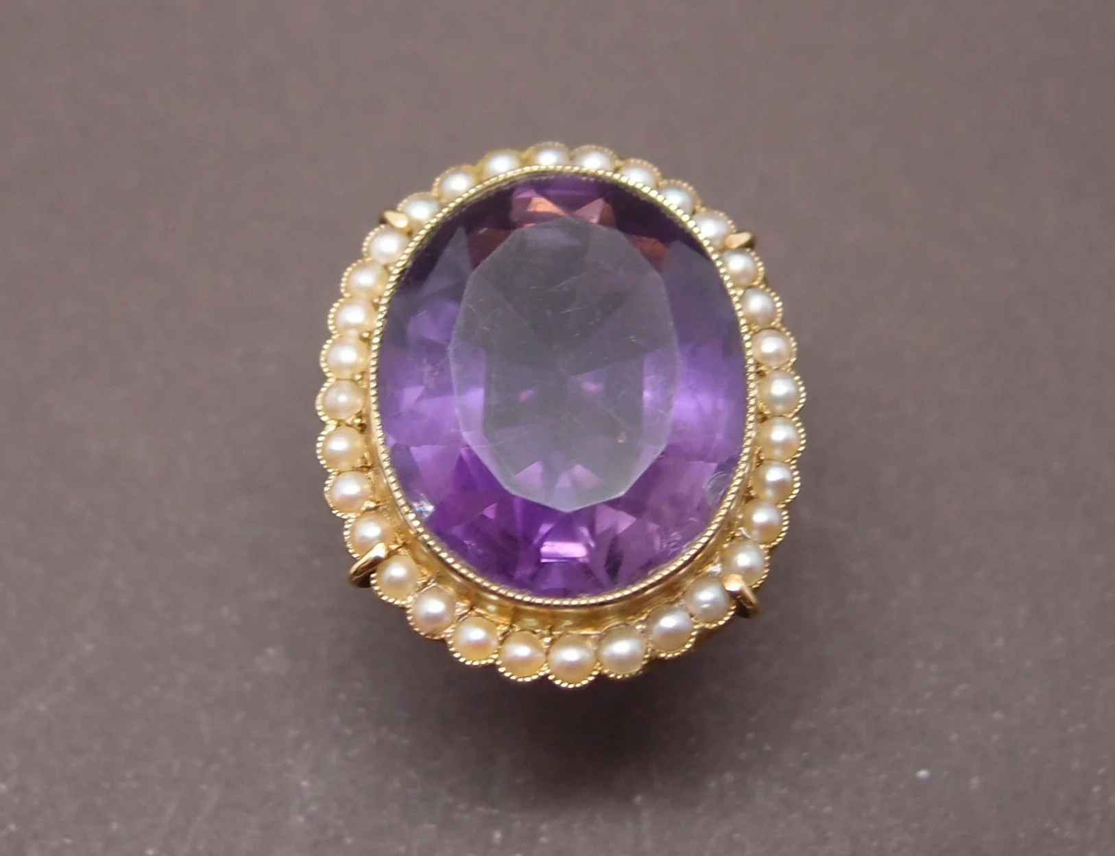 Bague 19ème Amethyste et perles fines - Image 2