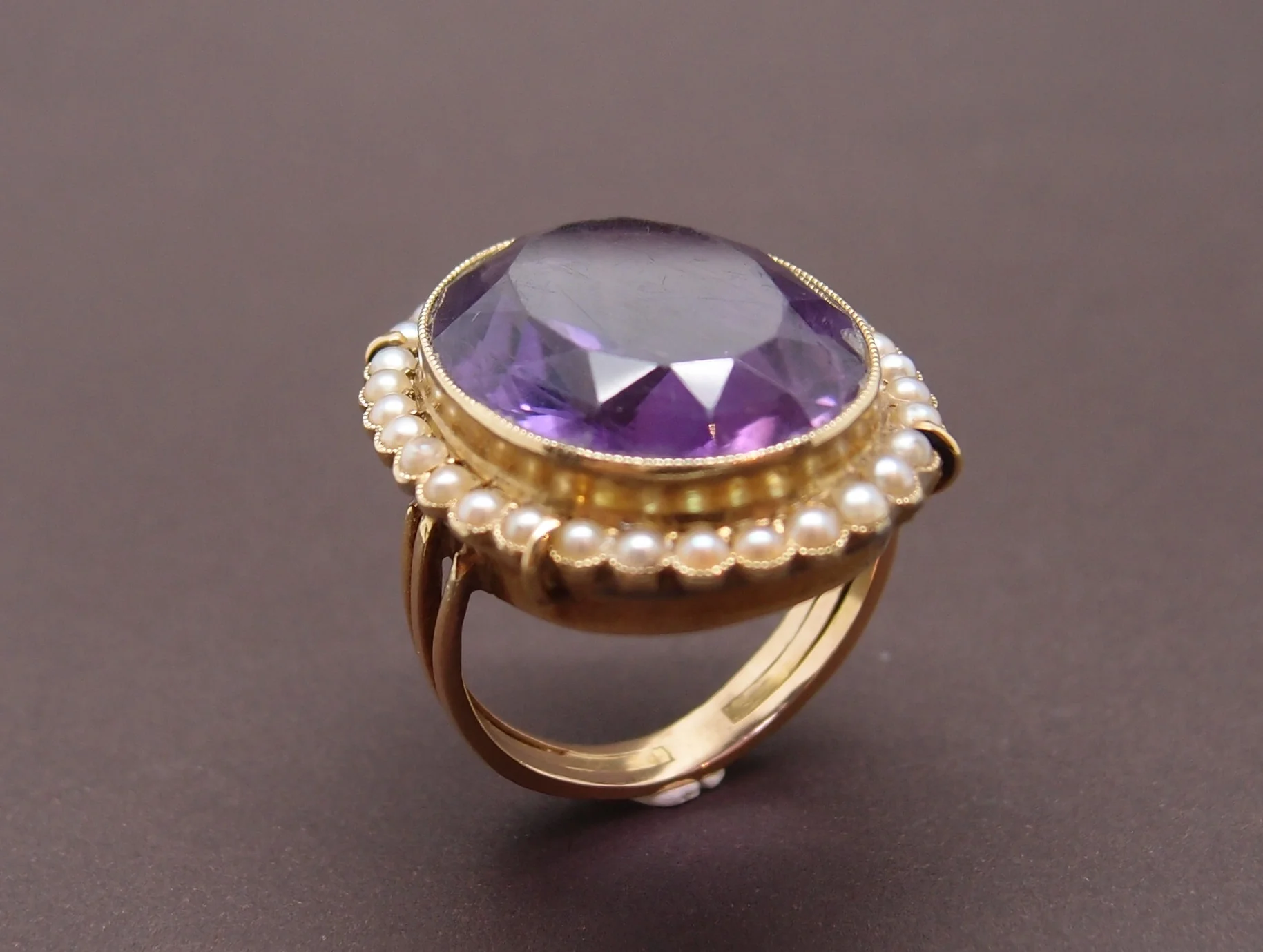 Bague 19ème Amethyste et perles fines - Image 3