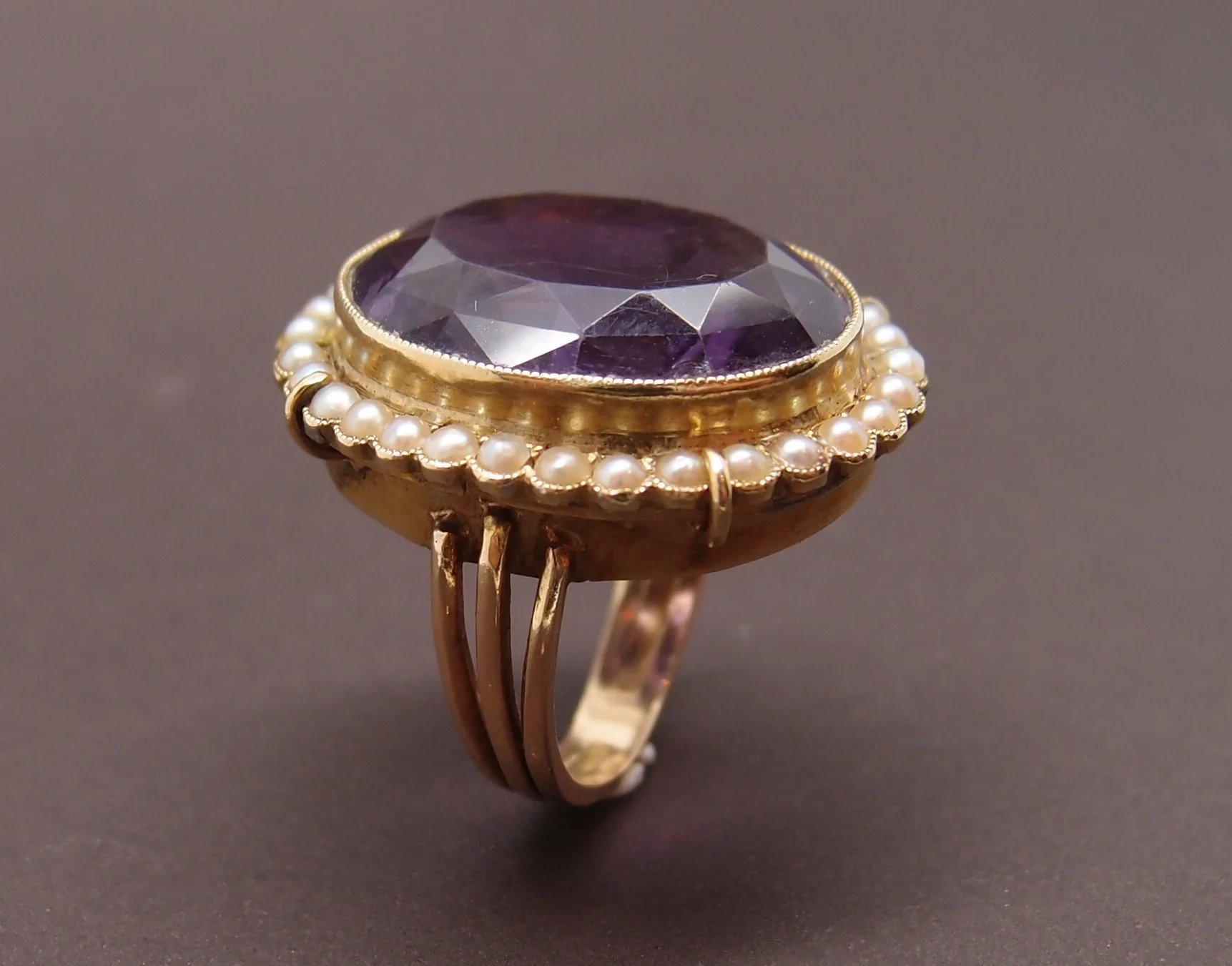 Bague 19ème Amethyste et perles fines - Image 4