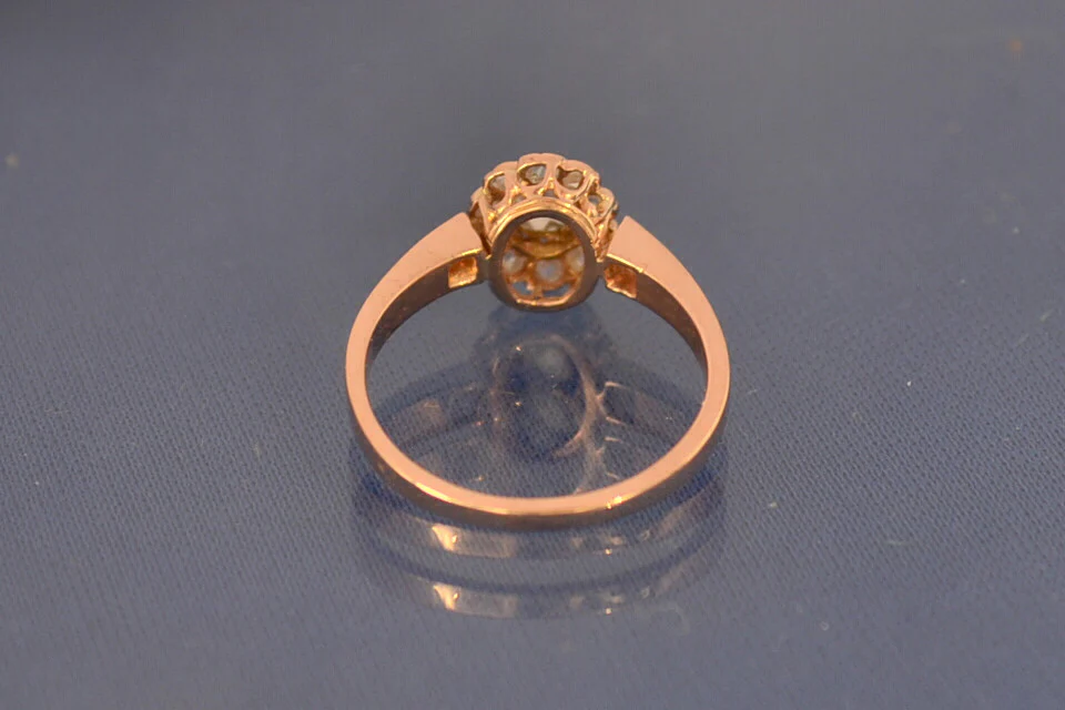 Bague 19ème Siècle Diamants Taille Rose et Or Rose - Image 3
