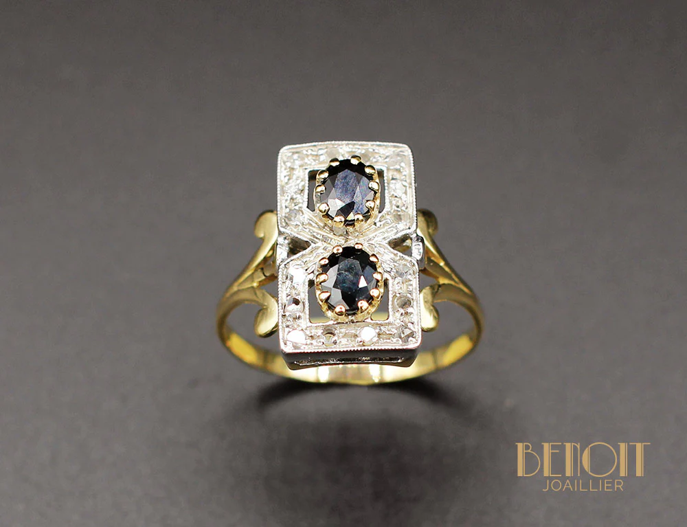 Bague "8" Saphirs Diamants - Image 2