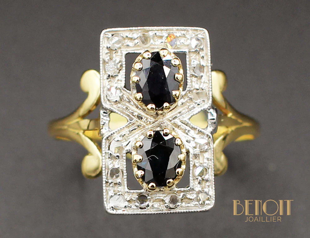 Bague "8" Saphirs Diamants - Image 3