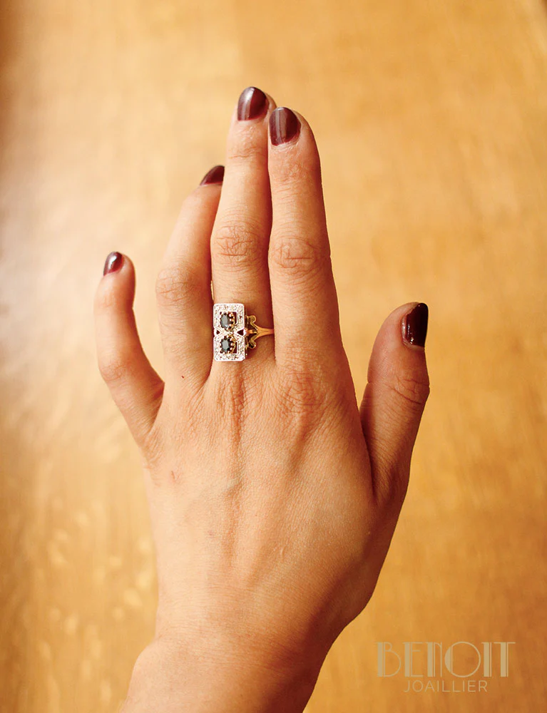 Bague "8" Saphirs Diamants - Image 6