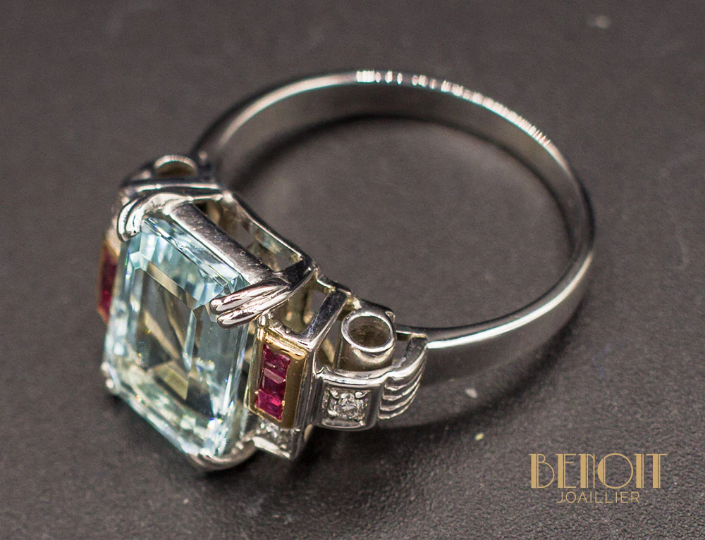 Bague Aigue Marine Art Déco - Image 4