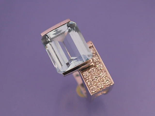 Bague Aigue marine diamants et or 18 carat - Image 4