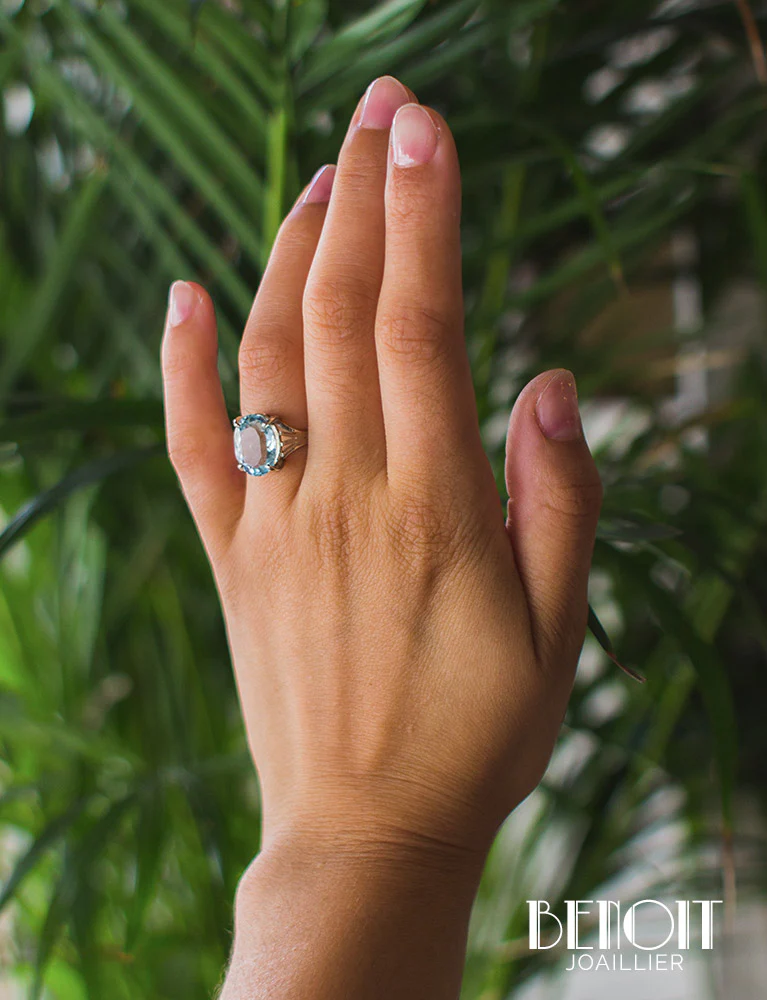 Bague Aigue-Marine Or Blanc - Image 7