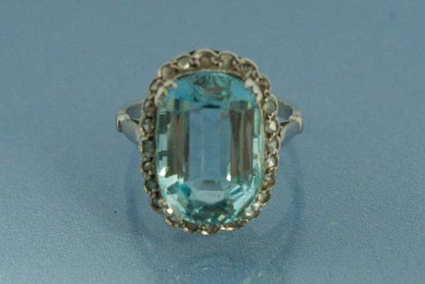 Bague Aigue Marine Platine