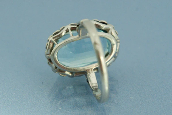 Bague Aigue Marine Platine - Image 2