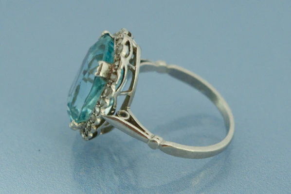 Bague Aigue Marine Platine - Image 3