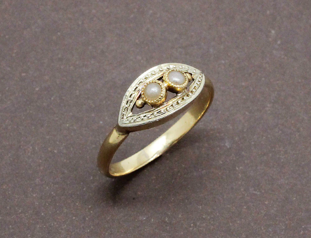 Bague Ancienne 2 Or Perles