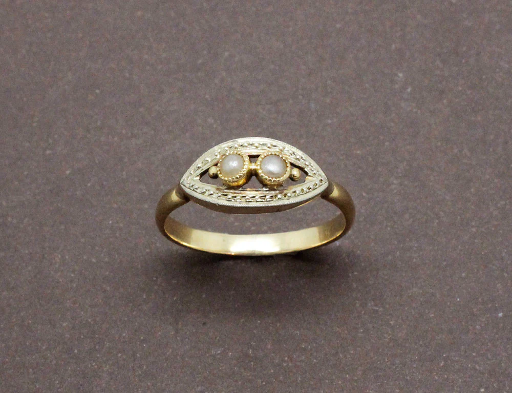 Bague Ancienne 2 Or Perles - Image 2