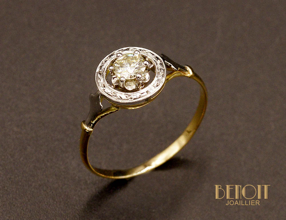 Bague Ancienne Diamant Jaune