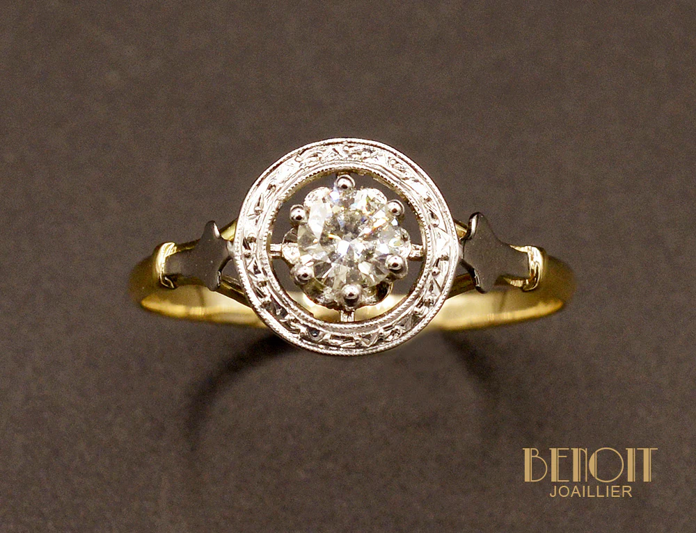Bague Ancienne Diamant Jaune - Image 2
