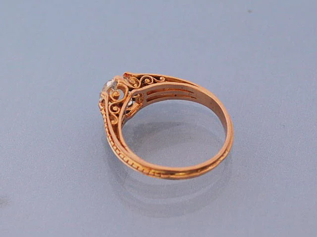 Bague ancienne diamant or jaune 1920 - Image 3