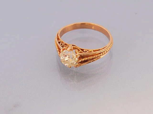 Bague ancienne diamant or jaune 1920 - Image 4