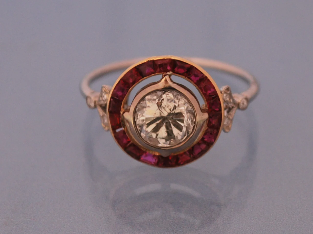 Bague ancienne diamant rubis - Image 2