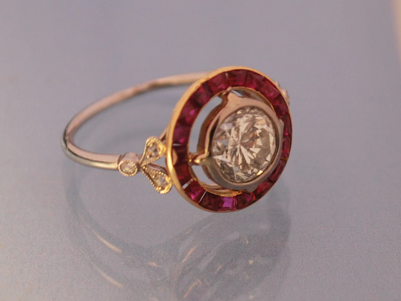 Bague ancienne diamant rubis - Image 3