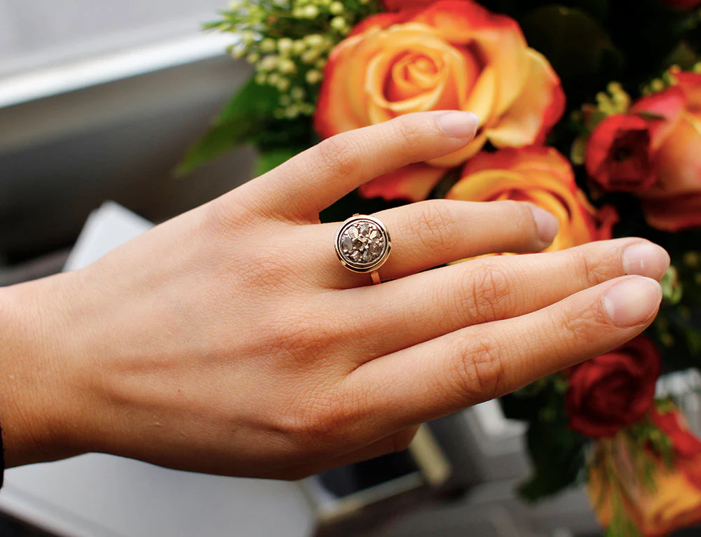 Bague Ancienne Diamants Taille Rose - Image 6
