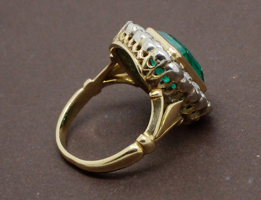 Bague Ancienne Emeraude Diamants - Image 4