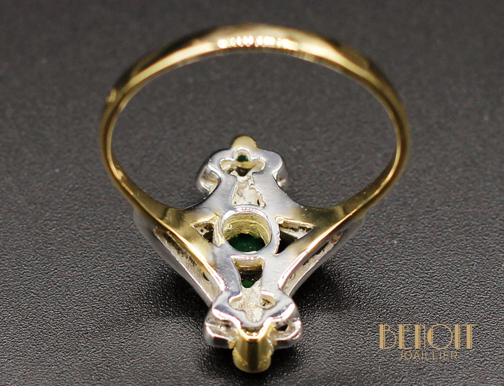 Bague Ancienne Emeraudes Diamants - Image 6