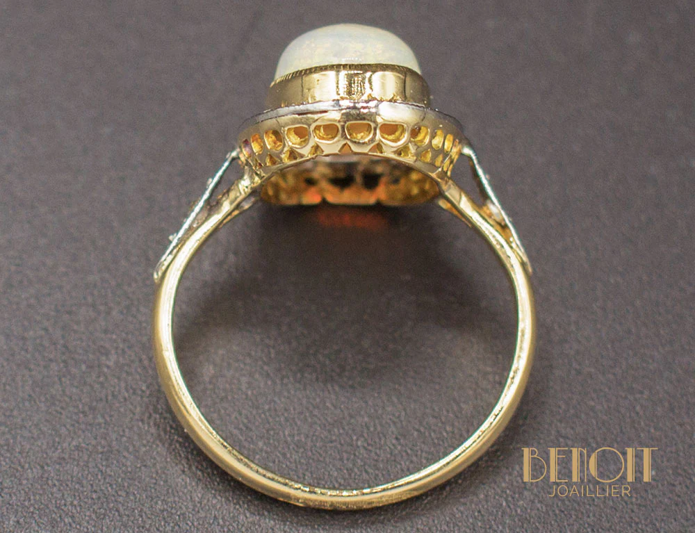 Bague Ancienne Opale Diamants - Image 6
