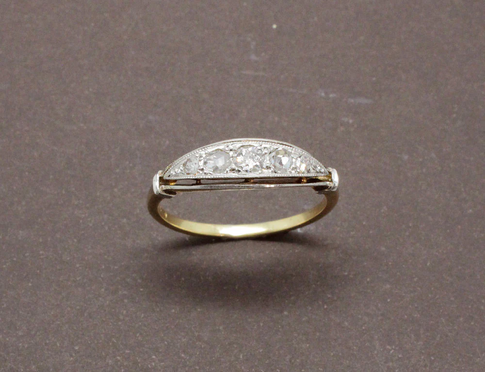 Bague Ancienne Or Platine Diamants - Image 2