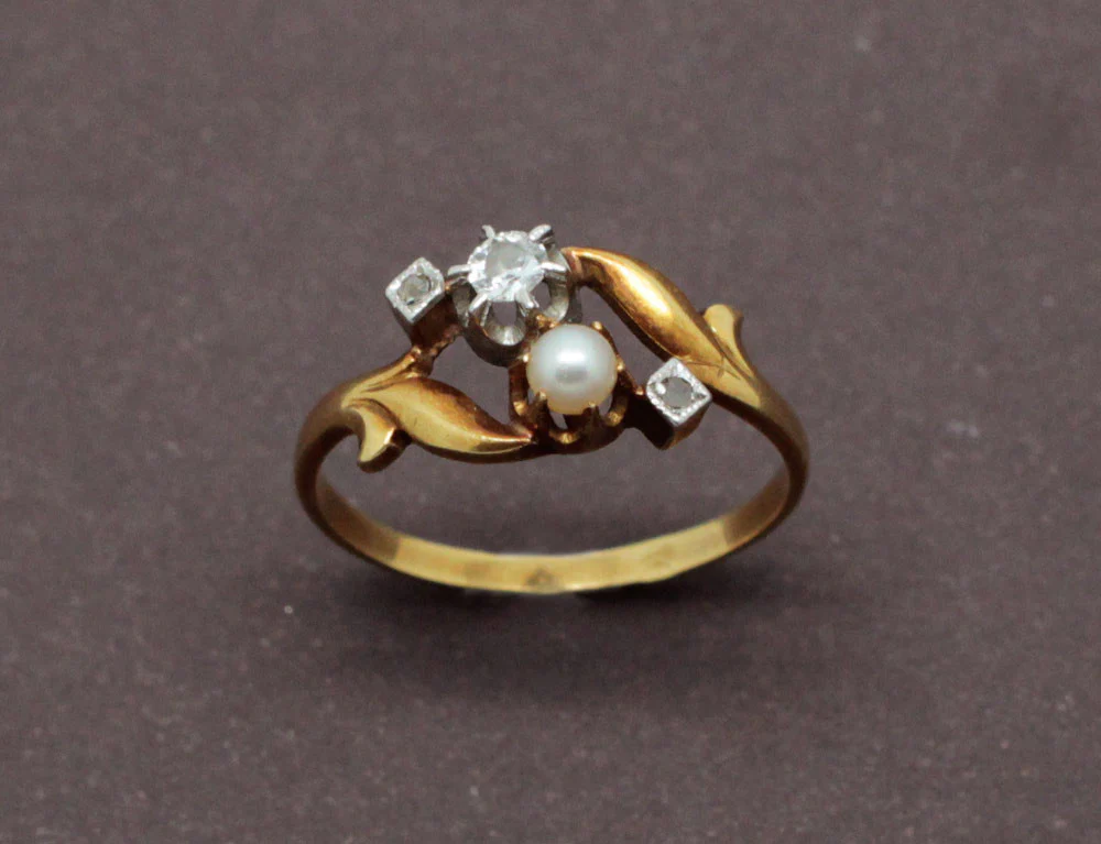 Bague Ancienne Perle et Diamants - Image 2